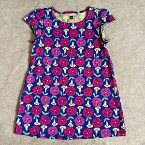 Tea Collection Dress Girls 2T Blue Pink Floral Short Sleeve Summer Play Casual